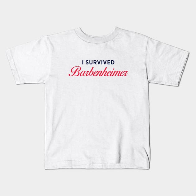 I survived Barbenheimer Kids T-Shirt by Retro Travel Design